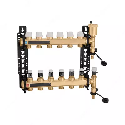 CALEFFI Коллектор с индикаторными термометрами 12 вых. (комплект)