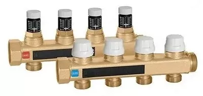 CALEFFI 3 chiqimli kollektor termometrlar bilan (komplekt)