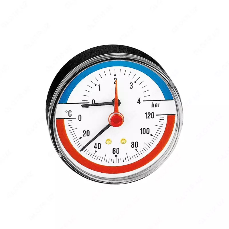 TEMPERATURE PRESSURE GAUGE 0–4 BAR 80MM (Термоманометр 0–4 бар  Ø80 мм)