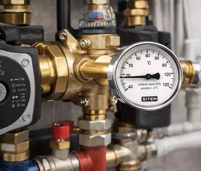   SITEM gorizontal termomanometr 0–120°C  6 bar