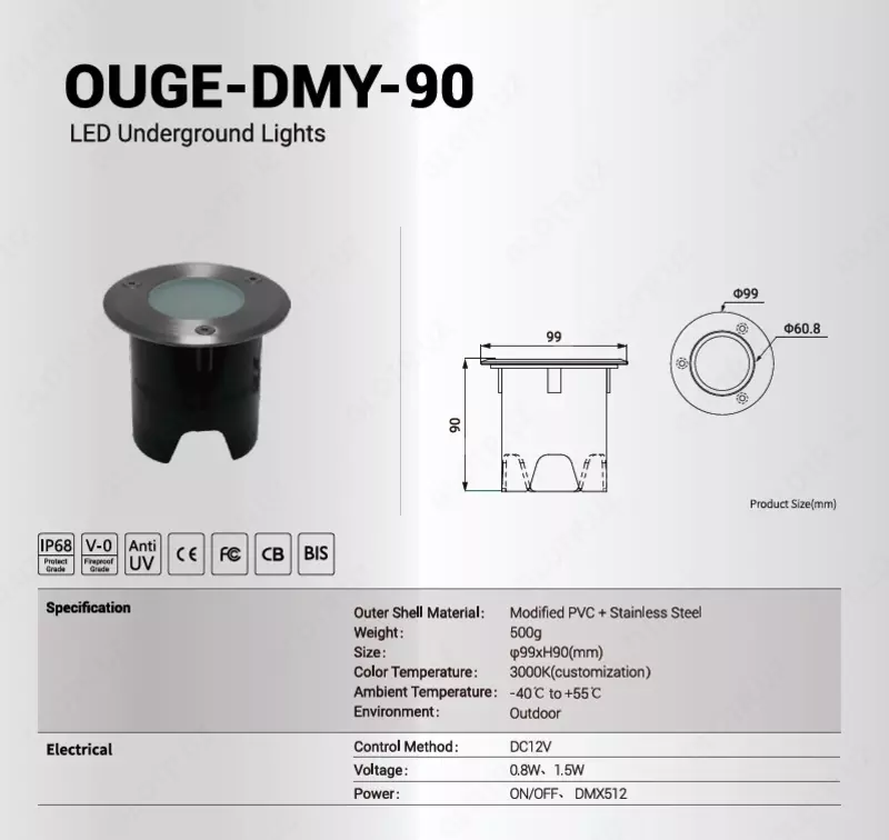 Подземный светодиодный LED-светильник OUGE-DMY-90