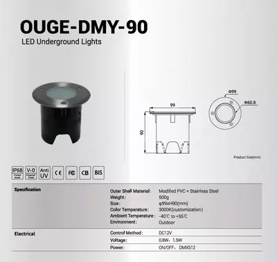 OUGE-DMY-90 yerga o‘rnatiladigan LED yoritgich