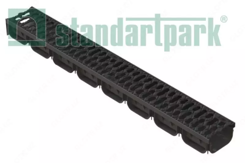  Лоток водоотводный Standartpark 1000x70x125 пластиковый с решеткой щелевой чугунной 088031 - 