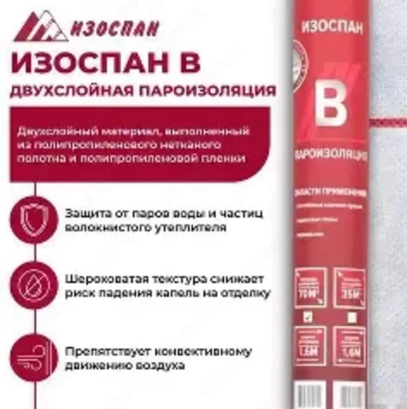 Мембрана пароизоляционная Изоспан B 060/1600 Пароизоляция (рул. 70 м2)