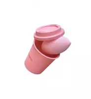 Спонжик с удобным стаканчиком для хранения Femi Cosmetics - Baby Pink