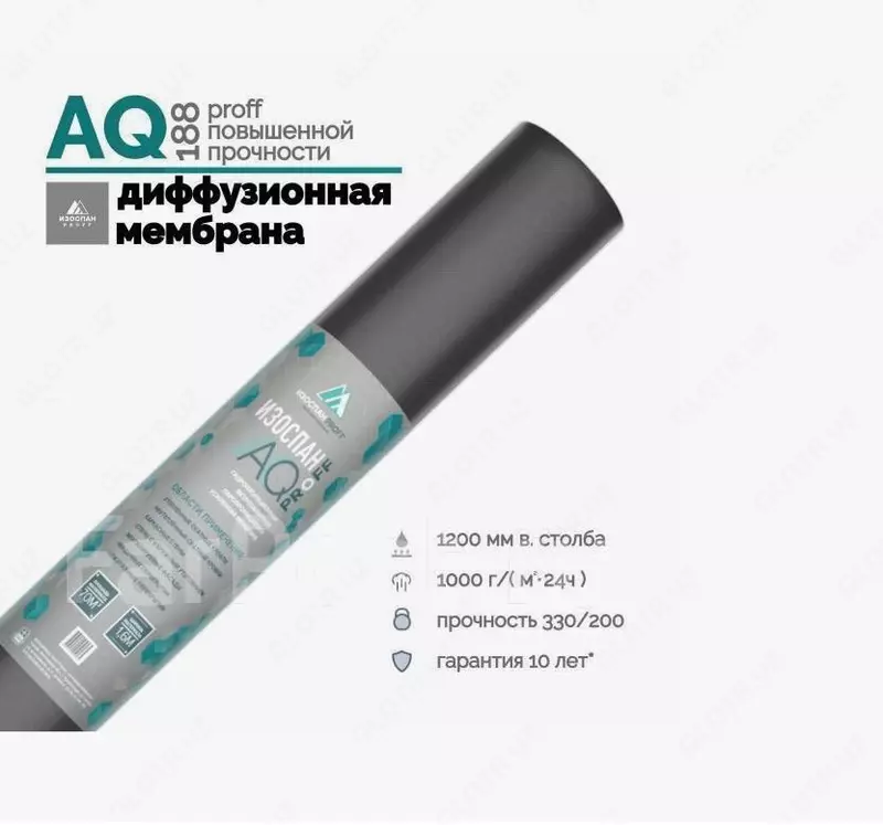 Гидро-ветрозащитная паропроницаемая усиленная мембрана "ИЗОСПАН AQ proff-188"