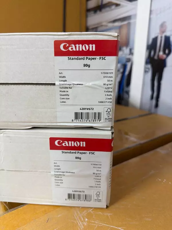 Canon Standard Paper FSC 80gsm 914mm plotter uchun rulon qogʻozi (914 mm x 50 m  A0)