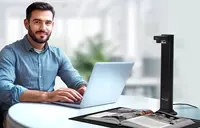 IRIScan Desk 7 Business A3 stolusti skaner-kamerasi (24 Mp  ikki kamerali/ikki rejimli  OCR  Kitoblarni tiklash  video yozuv)