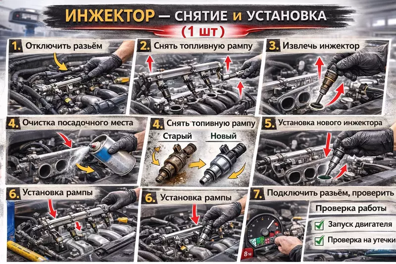 Инжектор — снятие и установка (1 шт)