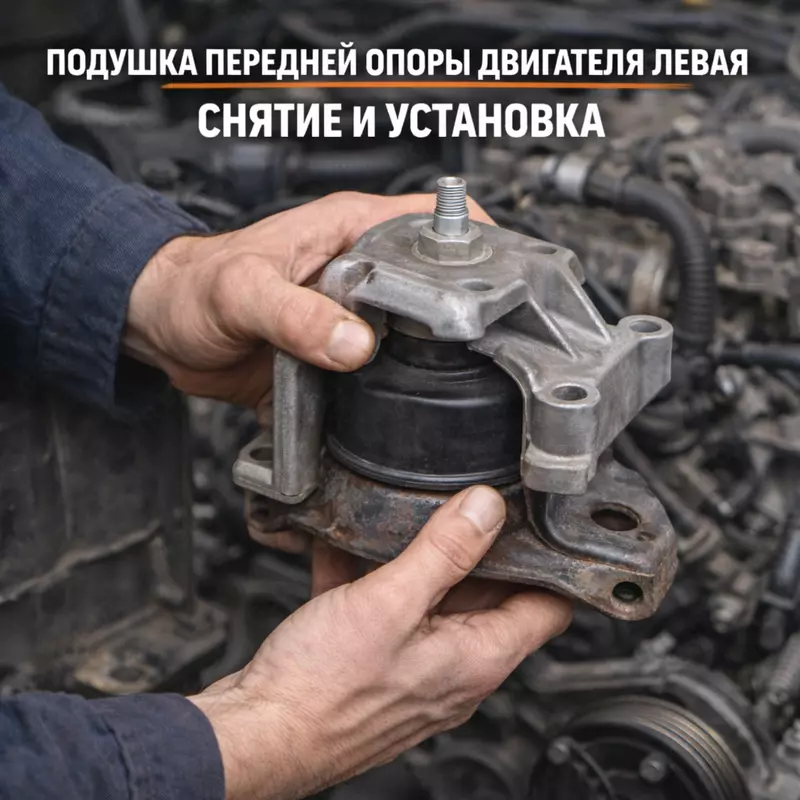 Подушка передней опоры двигателя левая — снятие и установка