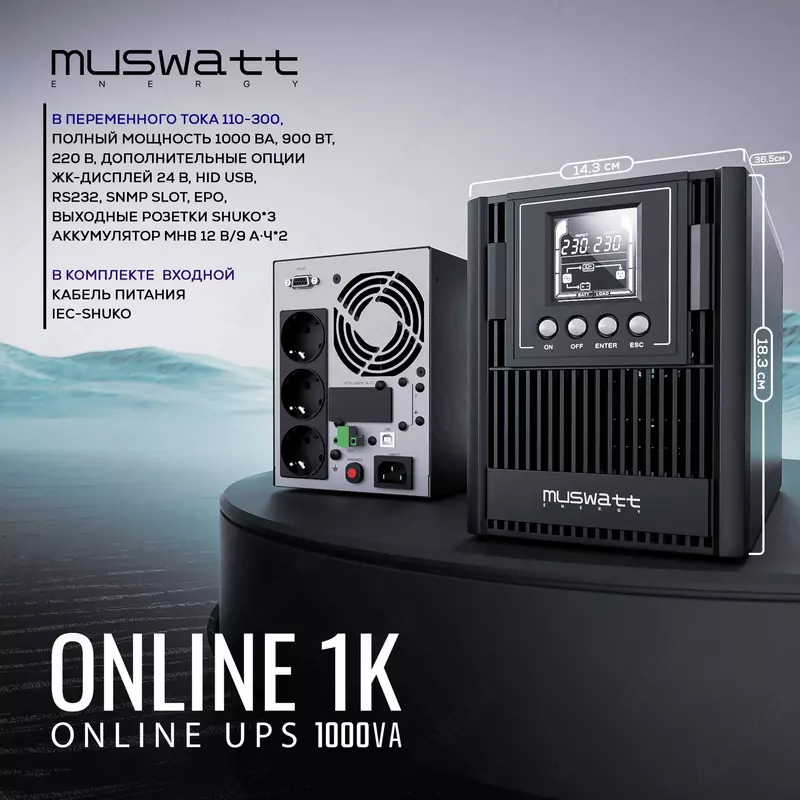 Источник бесперебойного питания Muswatt Online 1 KVA