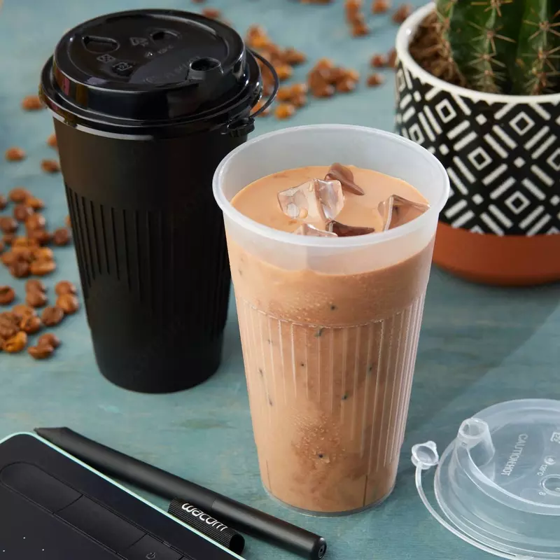 Qovurg‘ali  qovurg‘asiz qora va xira stakanlar + qopqoq