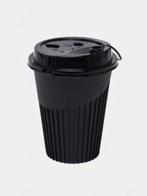  Qovurg‘ali  qovurg‘asiz qora va xira stakanlar + qopqoq - 