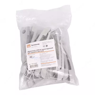  Держатель круглого кабеля односторонний для прямого монтажа на 8 мест серый (20шт/240шт уп/кор) Промрукав - 