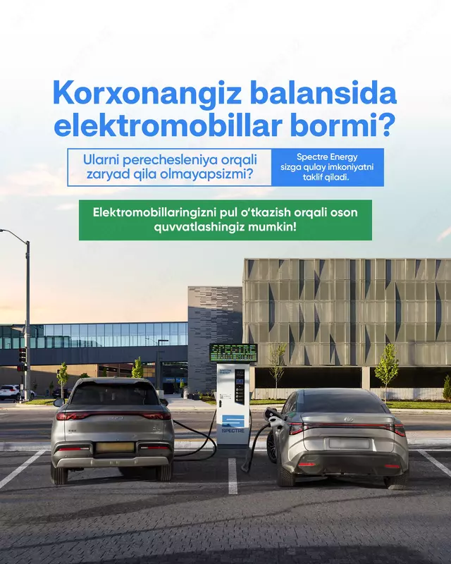 Elektromobillarni zaryadlash bo‘yicha xizmatlar ko‘rsatish