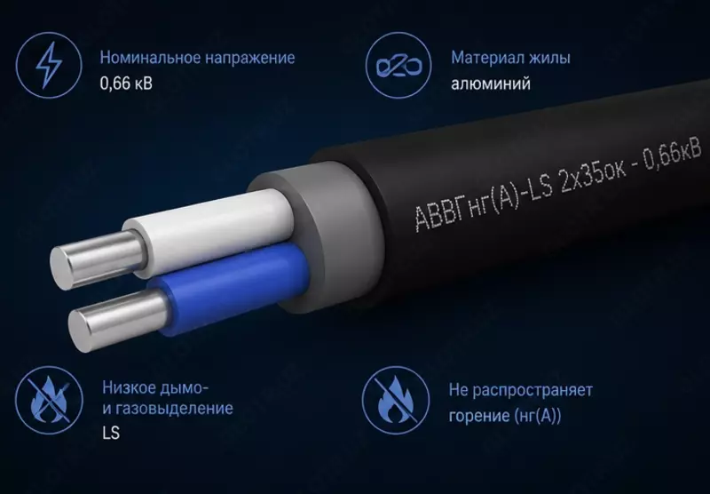 Кабель АВВГнг(A)-LS 2х35ок - 0 66кВ