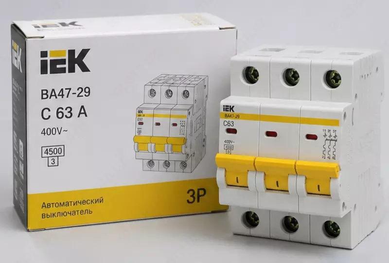 IEK VA47-29 avtomatik o‘chirgichi 3P 63A 4 5kA Chakana savdo