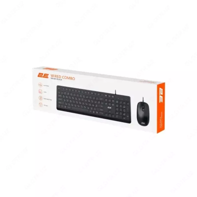  Проводной набор клавиатуры и мыши 2Е MK405 USB Black Low Profile TMarket