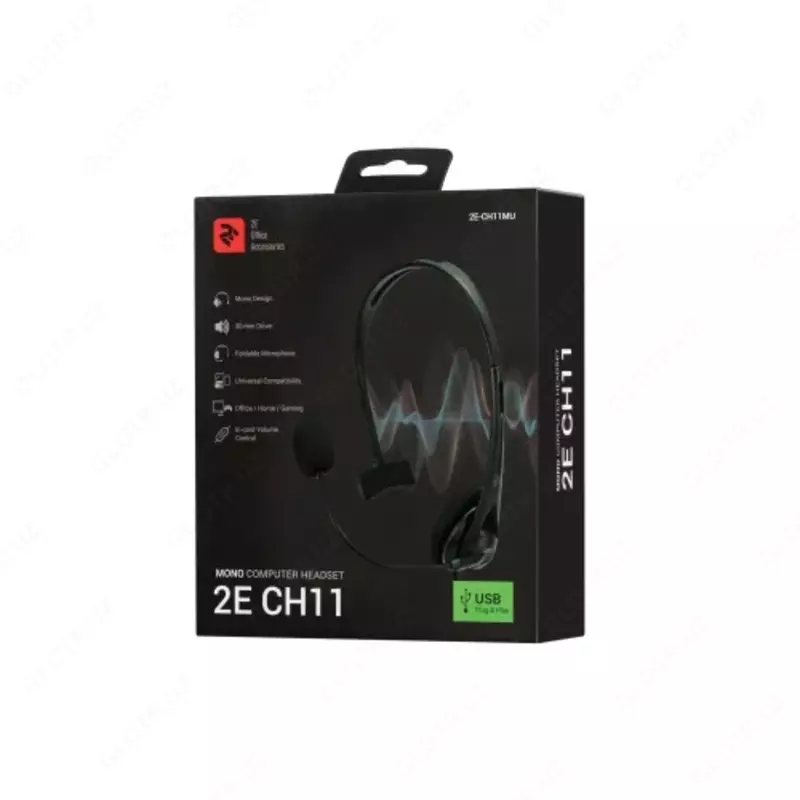  Mono On-ear 2E CH11 USB kompyuter garniturasi  omni-mic  2 m  qora TMarket
