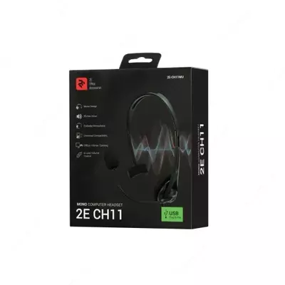  Гарнитура ПК моно On-ear 2E CH11 USB  omni-mic  2м  черный TMarket