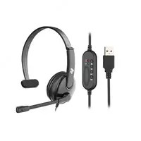 PK mono On-ear 2E CH12 USB  omni-mic  2m  qora