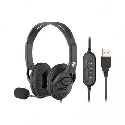 Гарнитура ПК стерео Over-ear 2E CH13 USB  omni-mic  2м  черный