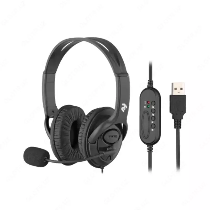 Stereo PK garniturasi Over-ear 2E CH13 USB  omni-mic  2m  qora