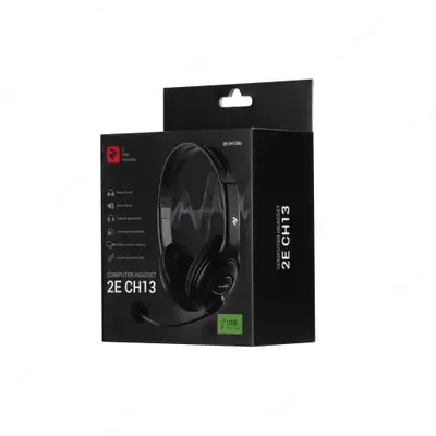  Гарнитура ПК стерео Over-ear 2E CH13 USB  omni-mic  2м  черный TMarket