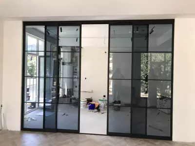 Металло-стеклянные раздвижные двери Loft купе усиленная конструкция