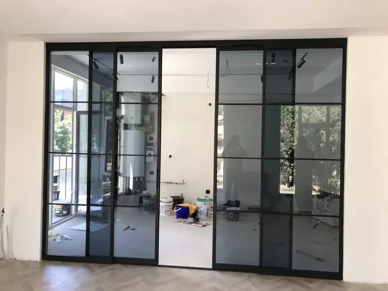 Металло-стеклянные раздвижные двери Loft купе усиленная конструкция