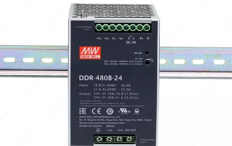 Sanoat DC/DC quvvat manbai Mean Well DDR-480B-24