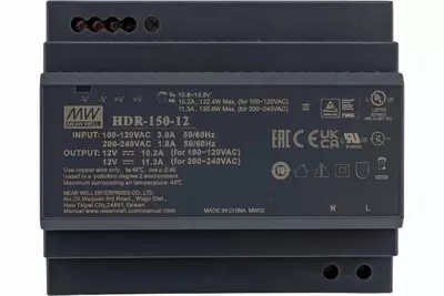  DIN Rail uchun ortacha quduq HDR-150-12 sanoat kommutatsiya quvvat manbai - 