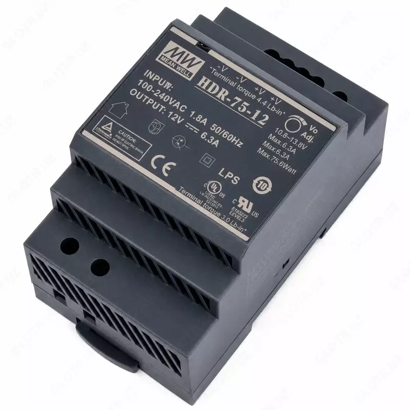Промышленный AC/DC источник питания "Mean Well" XDR-75-12 на DIN-рейку