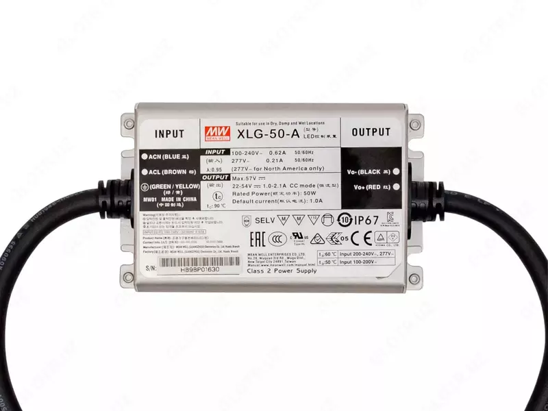 Doimiy quvvat rejimi va chiqish oqimini sozlash bilan "O'rtacha yaxshi" XLG-50-A 50 Vt AC/DC LED drayveri