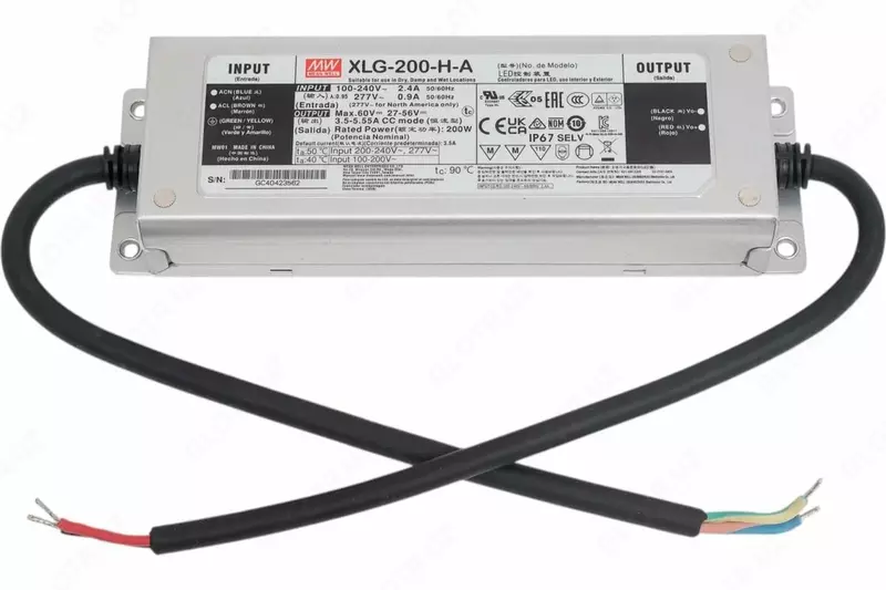 Светодиодный AC/DC драйвер "Mean Well" XLG-200-H-A, 200 Вт для промышленного и наружного освещения