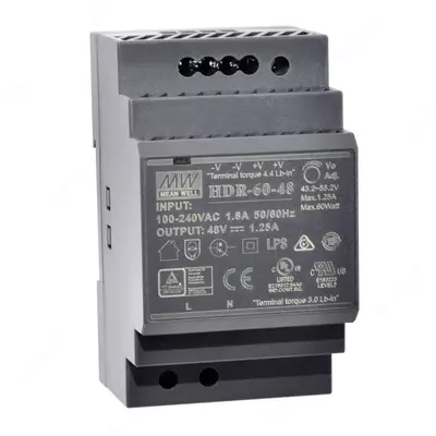 DIN Rail uchun Mean Well HDR-60-48AC sanoat quvvat manbai (Original)
