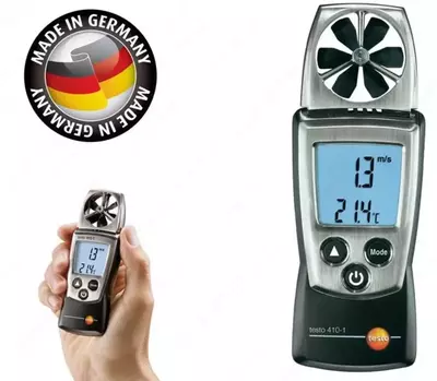testo 410-1 — анемометр с крыльчаткой, со встроенным NTC сенсором измерения температуры воздуха