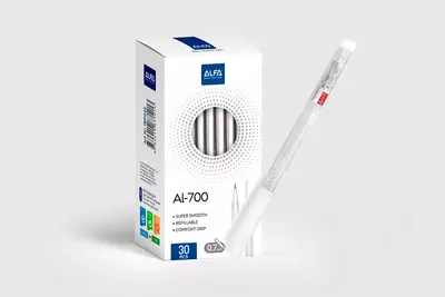 Шариковые ручки AL-700 ALFA 1BP022  синие  для школы и офиса  в упаковке 30 шт