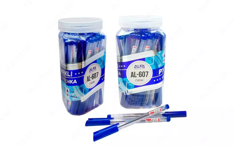 ALFA AL-607 New 1BP019 sharikli ruchkalar  ko‘k rang  maktab va ofis uchun  qadoqda 40 dona