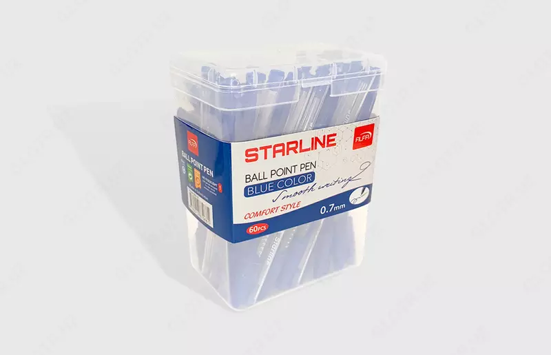 Sharikli ruchkalar Alfa Starline 1BP031  ko‘k rang  qadoqda 60 dona