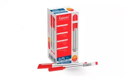Шариковые ручки AL-607R 1BP025  синие  в упаковке 30 шт