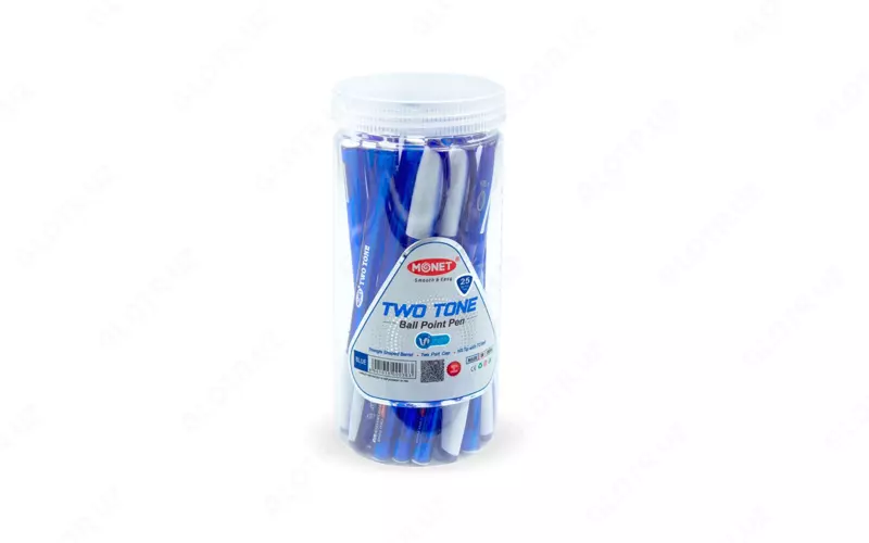 Sharikli ruchkalar Monet White Cap Blue Body MBP001  ko‘k rang  qadoqda 25 dona