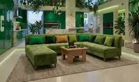 Yashash xonasi uchun eksklyuziv modulli burchakli divan (U shaklidagi  baxmal) Och/yashil
