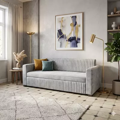  Диван для гостиной “Pianino” 111 (раскладной  бархат) Синий - Bella.Premium.Mebel
