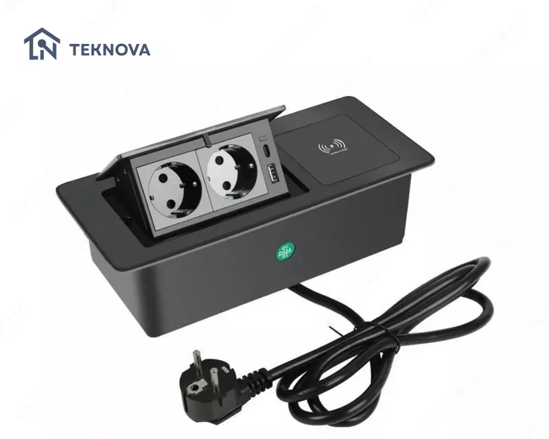 Mebel ichiga ornatiladigan yashirin smart rozetka bloki  20W simsiz  1.8m