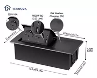 Mebel ichiga ornatiladigan yashirin smart rozetka bloki  20W simsiz  1.8m Ulgurji va chakana