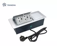  Mebel ichiga ornatiladigan yashirin smart rozetka bloki  20W simsiz  1.8m Teknova