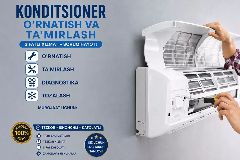 Konditsionerlarni o‘rnatish va demontaj qilish
