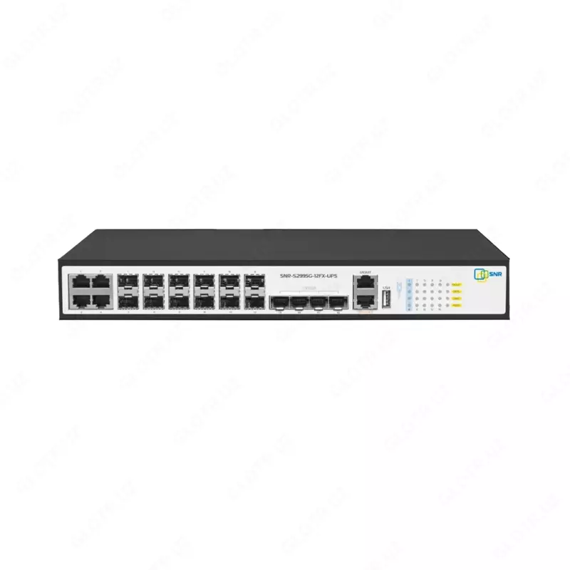 Boshqariladigan L3 kommutator SNR-S2995G-12FX-UPS SFP+ 10G va AKB bilan