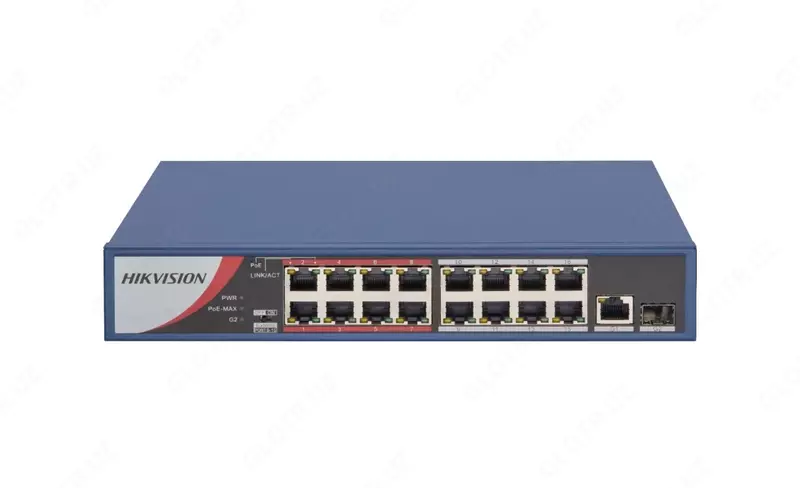 Коммутатор PoE Hikvision DS-3E0318P-E/M(B) 16 портов 100М  бюджет PoE 130 Вт